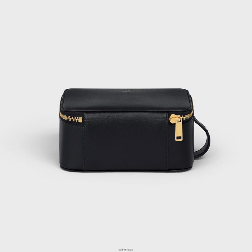 CELINE menn liten toalettmappe i skinnende kalveskinn V0PT61586 tilbehør svart