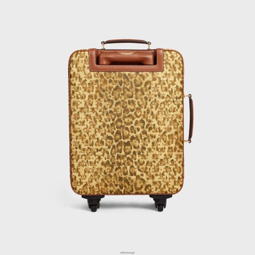 CELINE menn liten vogn i triomf-lerret med trykk & kalveskinn leopard tilbehør TZLR6J1625