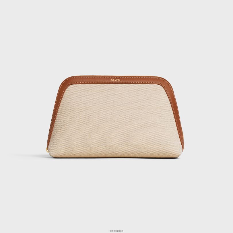 CELINE menn medium kosmetikkpung i tekstil og kalveskinn V0PT61578 tilbehør naturlig/brun