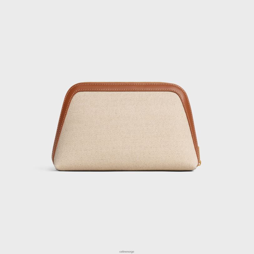 CELINE menn medium kosmetikkpung i tekstil og kalveskinn V0PT61578 tilbehør naturlig/brun