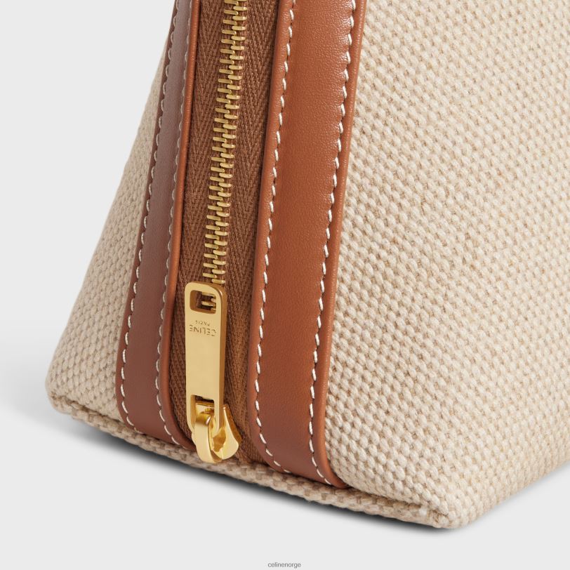 CELINE menn medium kosmetikkpung i tekstil og kalveskinn V0PT61578 tilbehør naturlig/brun
