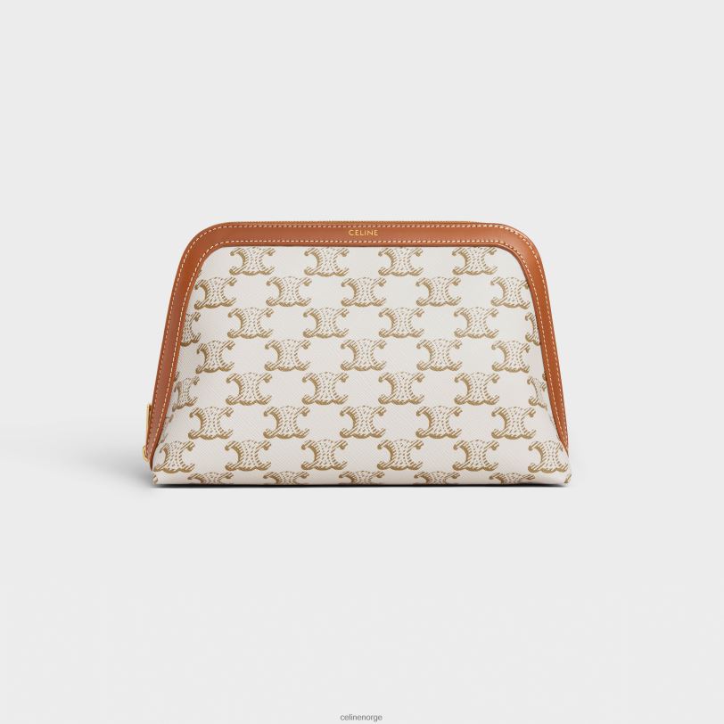 CELINE menn medium kosmetisk veske i triomf-lerret og kalveskinn V0PT61575 tilbehør hvit