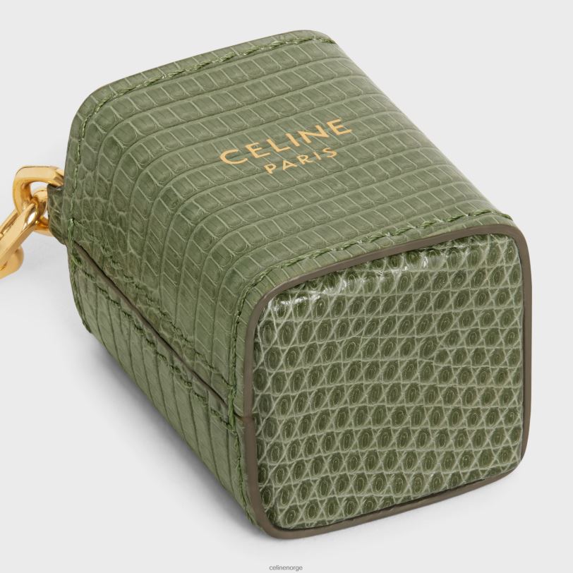 CELINE menn miniatyr parfymeholder sjarm i øgle V0PT61474 tilbehør lys khaki