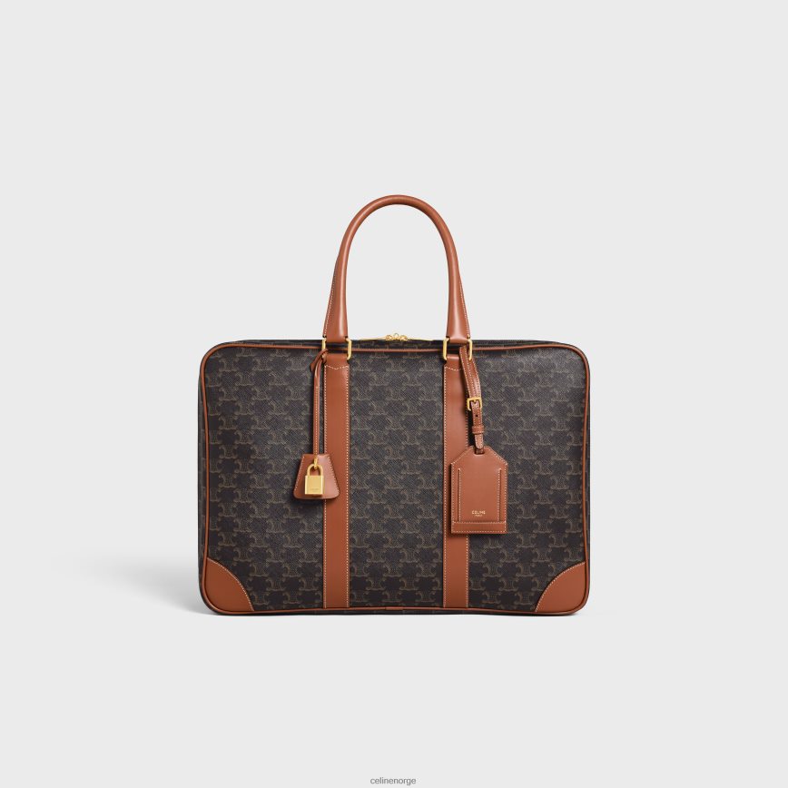 CELINE menn myk bagasje 45 i triomphe canvas & kalveskinn tan tilbehør TZLR6J1629