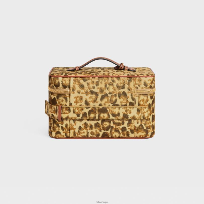 CELINE menn reiseforfengelighetskinne i triomf-lerret med trykk og kalveskinn V0PT61567 tilbehør leopard