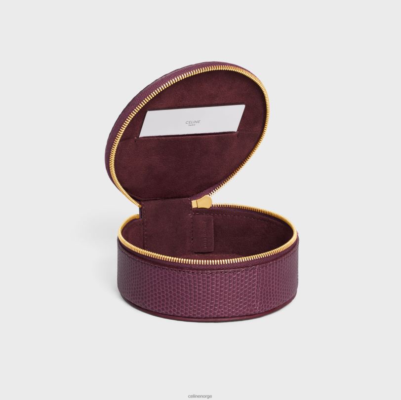 CELINE menn rundt etui med glidelås i øgle V0PT61591 tilbehør acai
