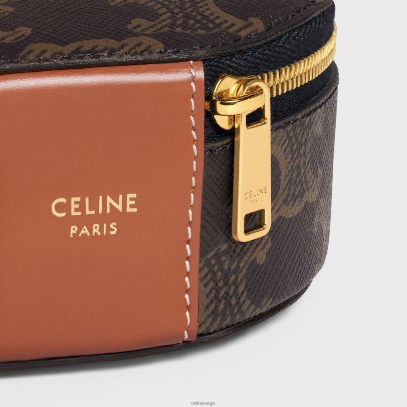 CELINE menn rundt etui med glidelås i triomphe canvas og kalveskinn V0PT61592 tilbehør tan