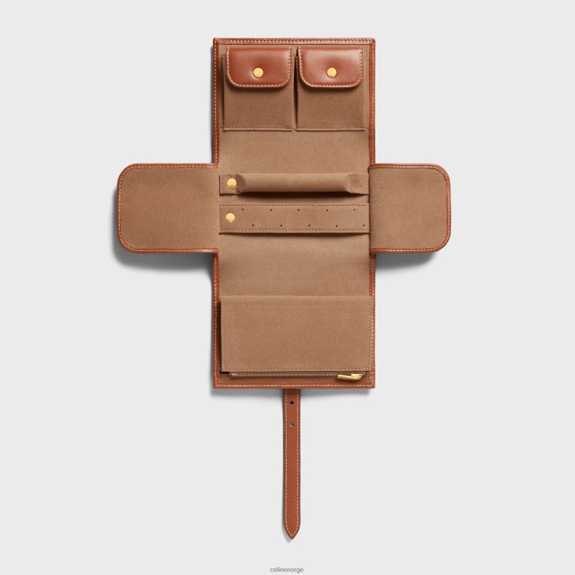 CELINE menn smykkepose i triomf-lerret og kalveskinn V0PT61488 tilbehør tan