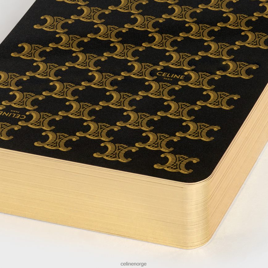 CELINE menn spillekortveske i triomf-lerret og lammeskinn svart tilbehør TZLR6J1670