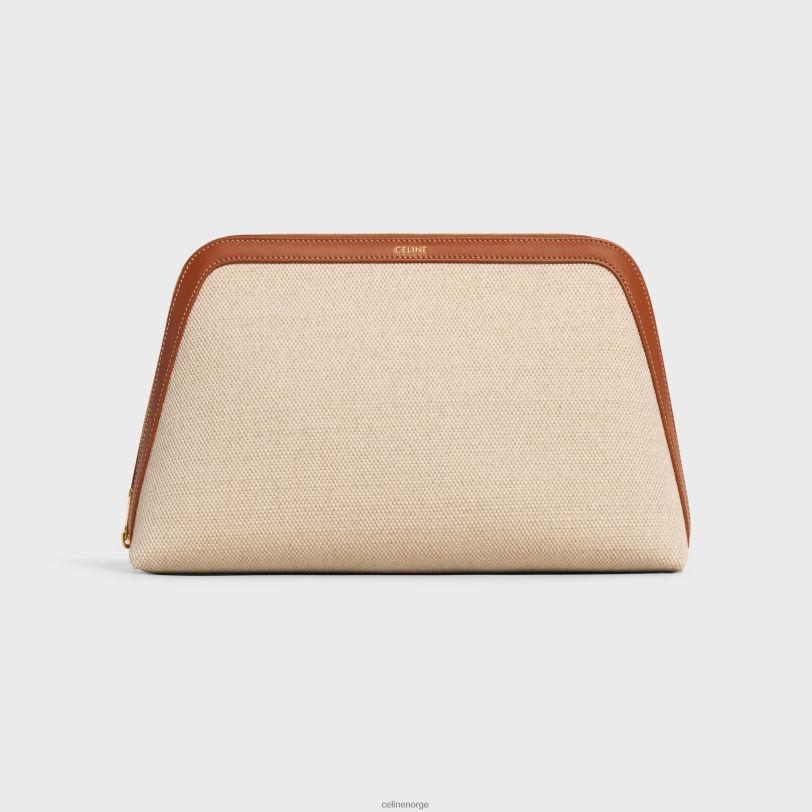 CELINE menn stor kosmetikkpung i tekstil og kalveskinn V0PT61577 tilbehør naturlig/brun