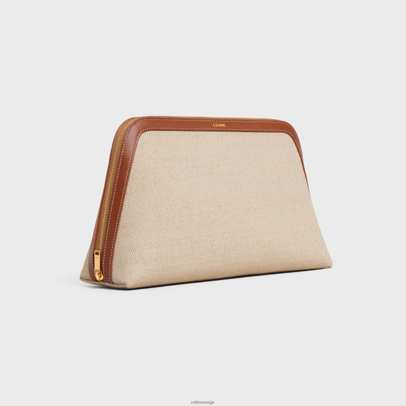 CELINE menn stor kosmetikkpung i tekstil og kalveskinn V0PT61577 tilbehør naturlig/brun