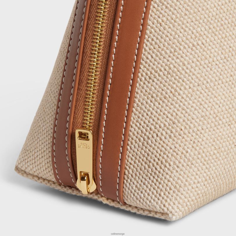 CELINE menn stor kosmetikkpung i tekstil og kalveskinn V0PT61577 tilbehør naturlig/brun