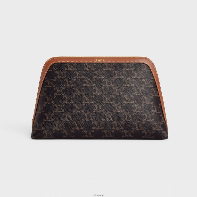 CELINE menn stor kosmetikkpung i triomf-lerret og kalveskinn V0PT61571 tilbehør tan