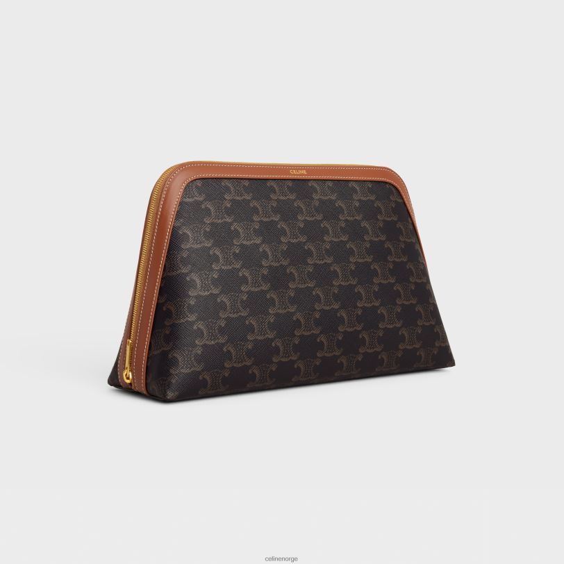 CELINE menn stor kosmetikkpung i triomf-lerret og kalveskinn V0PT61571 tilbehør tan