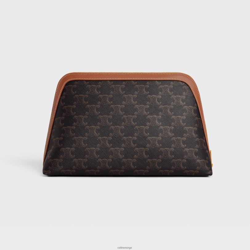 CELINE menn stor kosmetikkpung i triomf-lerret og kalveskinn V0PT61571 tilbehør tan