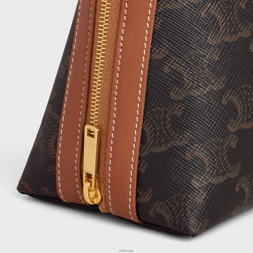 CELINE menn stor kosmetikkpung i triomf-lerret og kalveskinn V0PT61571 tilbehør tan