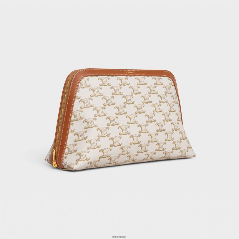 CELINE menn stor kosmetikkpung i triomf-lerret og kalveskinn V0PT61574 tilbehør hvit