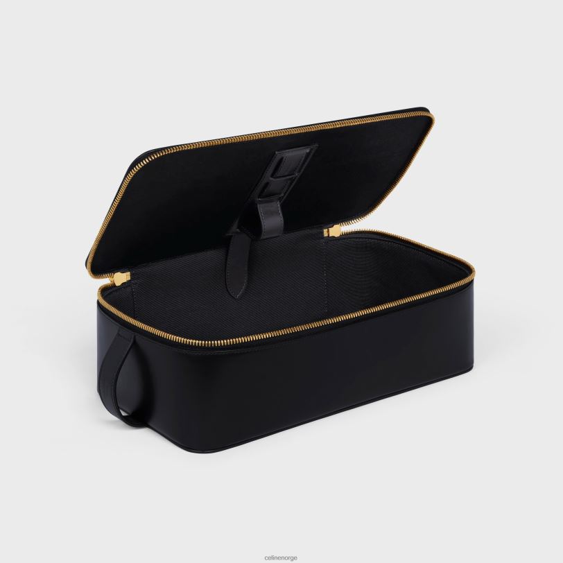 CELINE menn stor toalettmappe i skinnende kalveskinn V0PT61585 tilbehør svart