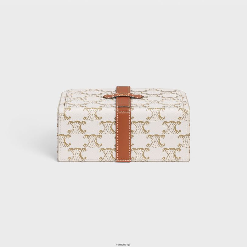 CELINE menn stort juveletui i triomf-lerret og kalveskinn V0PT61563 tilbehør hvit