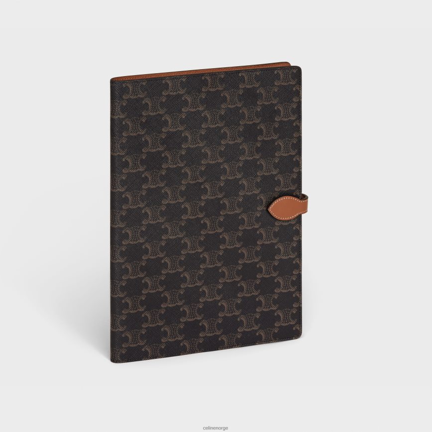 CELINE menn stort notatbokomslag i triomf-lerret og kalveskinn tan tilbehør TZLR6J1640