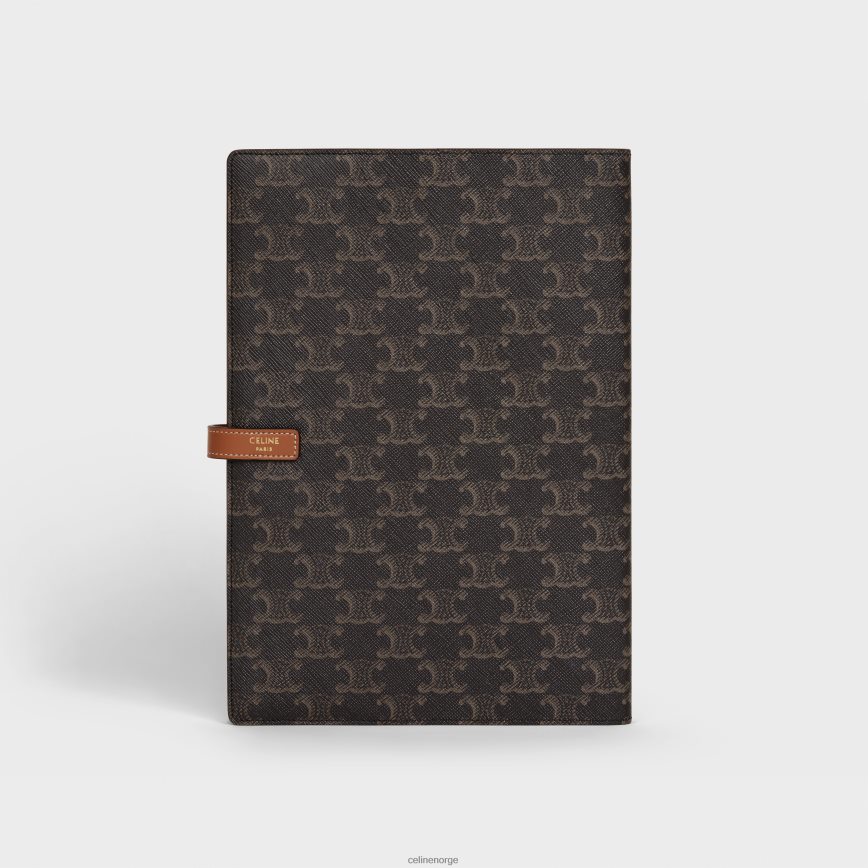 CELINE menn stort notatbokomslag i triomf-lerret og kalveskinn tan tilbehør TZLR6J1640