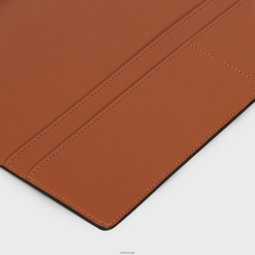 CELINE menn stort notatbokomslag i triomf-lerret og kalveskinn tan tilbehør TZLR6J1640