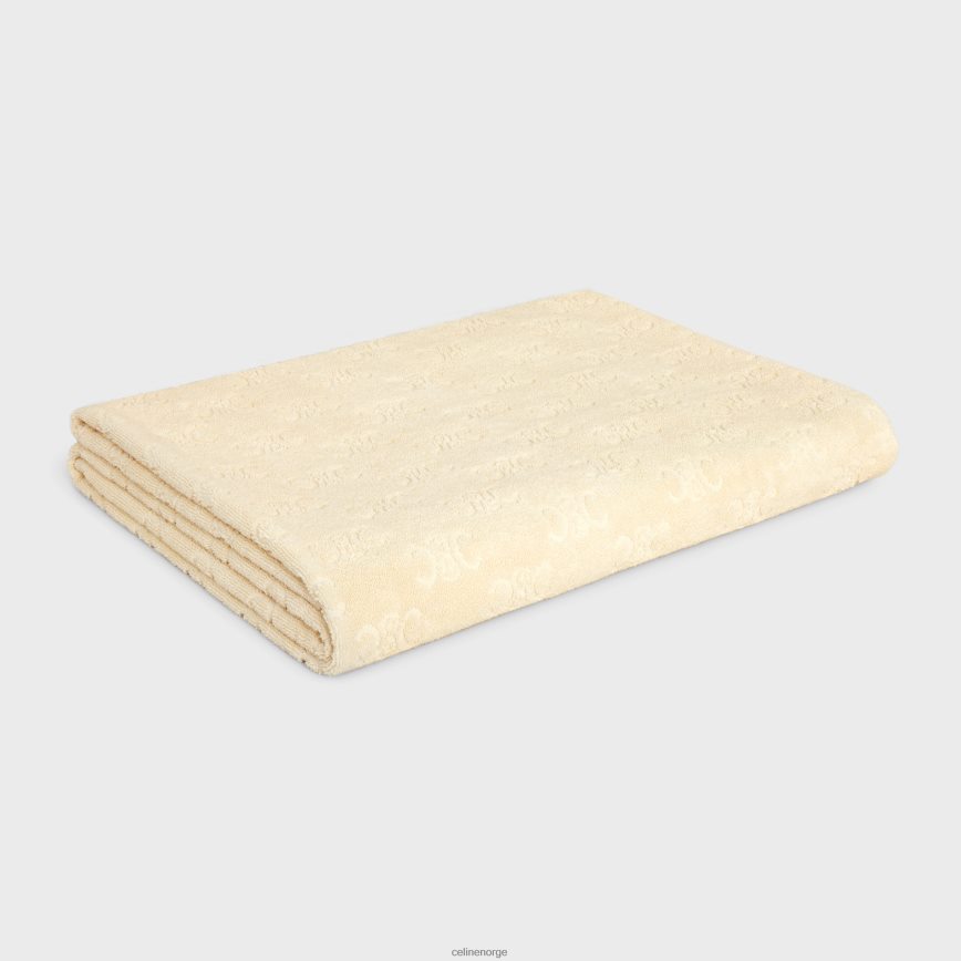 CELINE menn strandhåndkle i monogram frottébomull ecru tilbehør TZLR6J1691