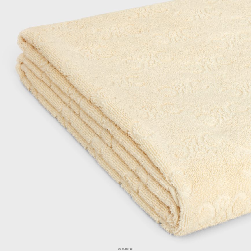 CELINE menn strandhåndkle i monogram frottébomull ecru tilbehør TZLR6J1691