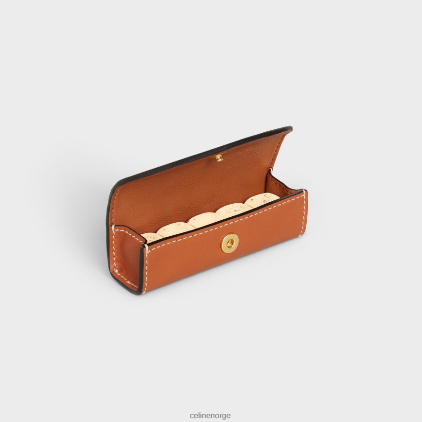 CELINE menn terningetui i naturlig kalveskinn tan tilbehør TZLR6J1675