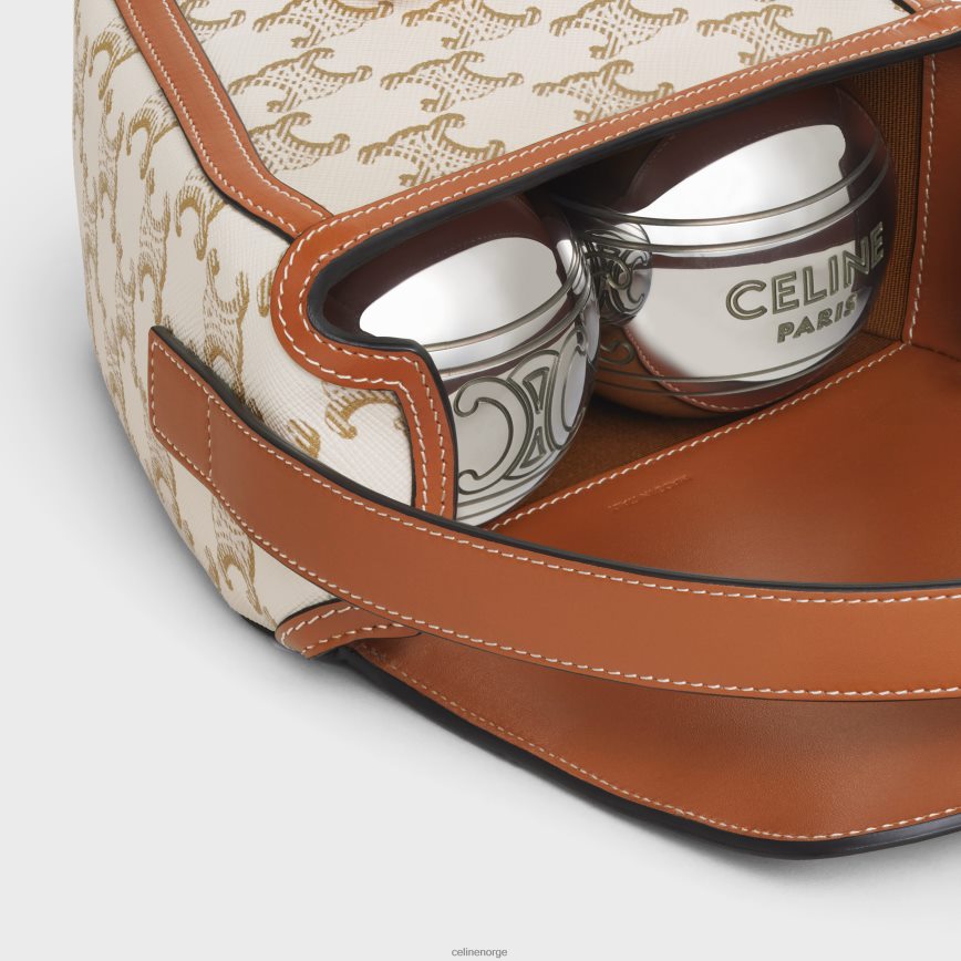 CELINE menn triomphe petanque-spill i triomphe-lerret og kalveskinn hvit tilbehør TZLR6J1682