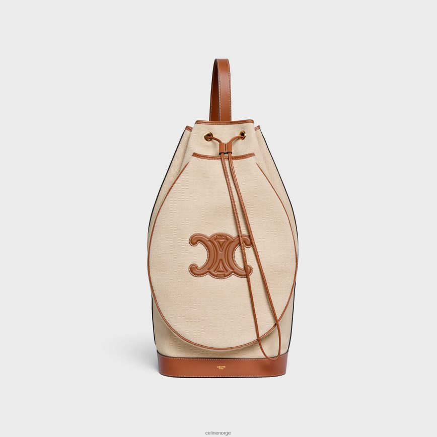 CELINE menn triomphe tennisbag i tekstil og kalveskinn naturlig/brun tilbehør TZLR6J1688