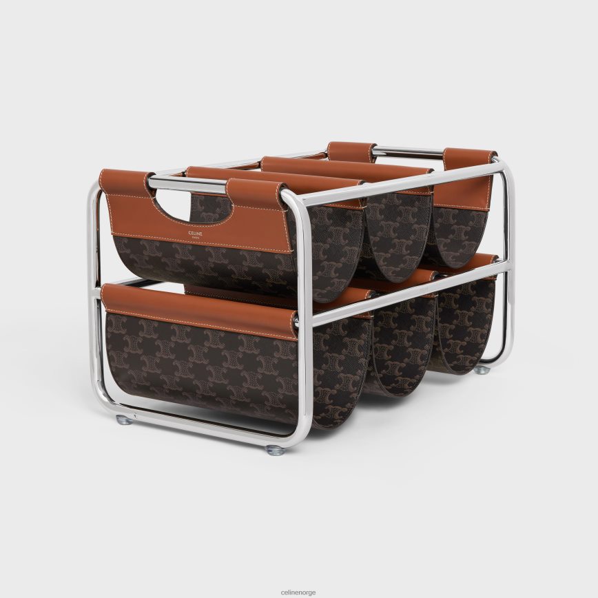 CELINE menn vinstativ i triomphe canvas & stål tan tilbehør TZLR6J1659