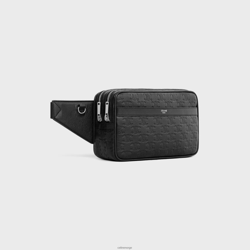 CELINE menn belteveske i kalveskinn med triomfpreget svart tilbehør TZLR6J2079