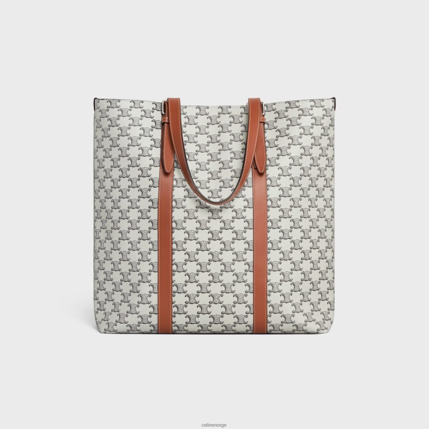 CELINE menn caba med spenne i triomf-lerret og kalveskinn tan/ecru tilbehør TZLR6J2100