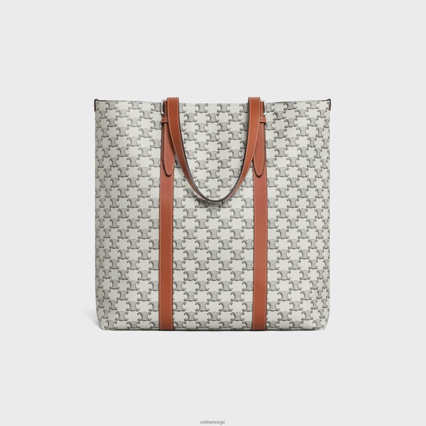 CELINE menn caba med spenne i triomf-lerret og kalveskinn tan/ecru tilbehør TZLR6J2100