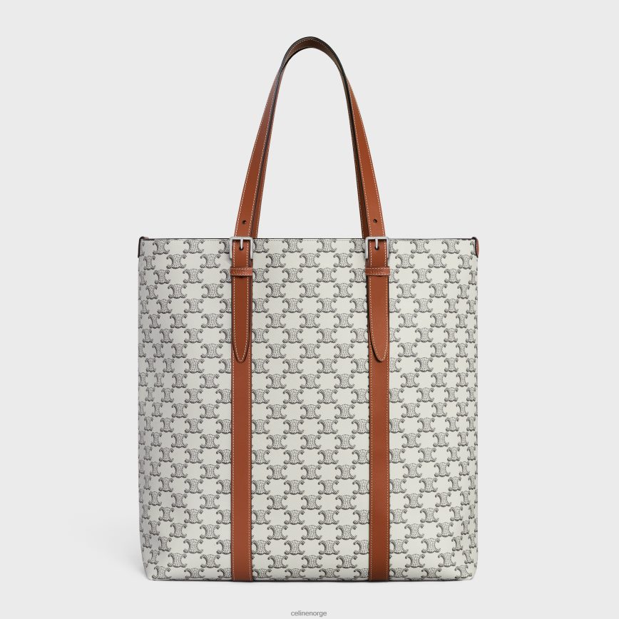 CELINE menn caba med spenne i triomf-lerret og kalveskinn tan/ecru tilbehør TZLR6J2100