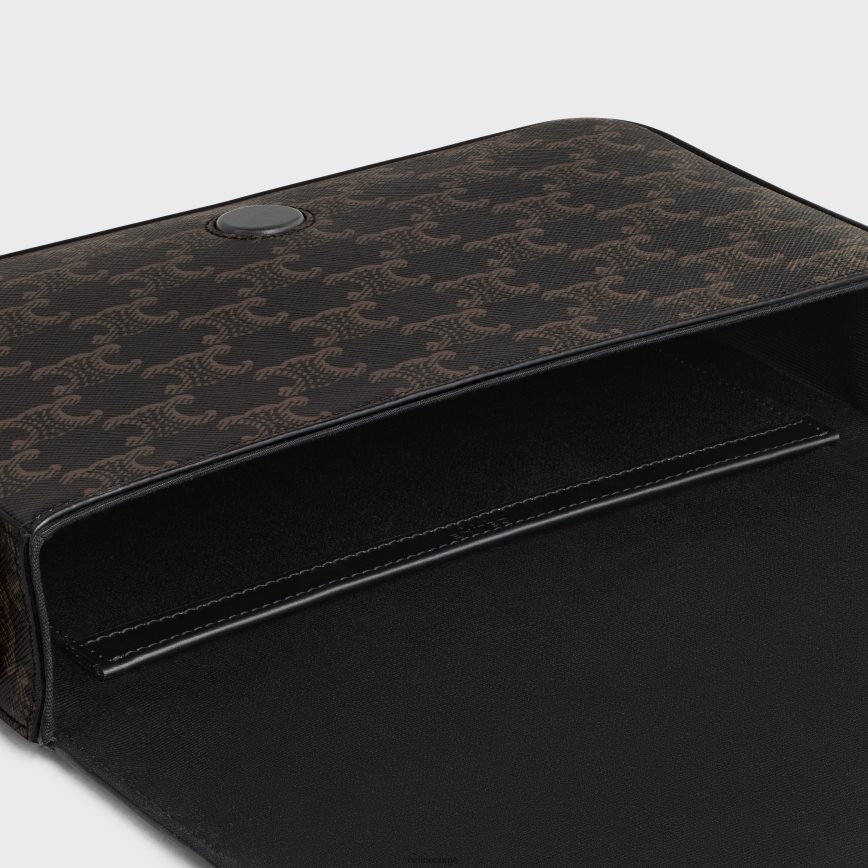 CELINE menn klaffbud i triomf-lerret og kalveskinn svart tilbehør TZLR6J2092