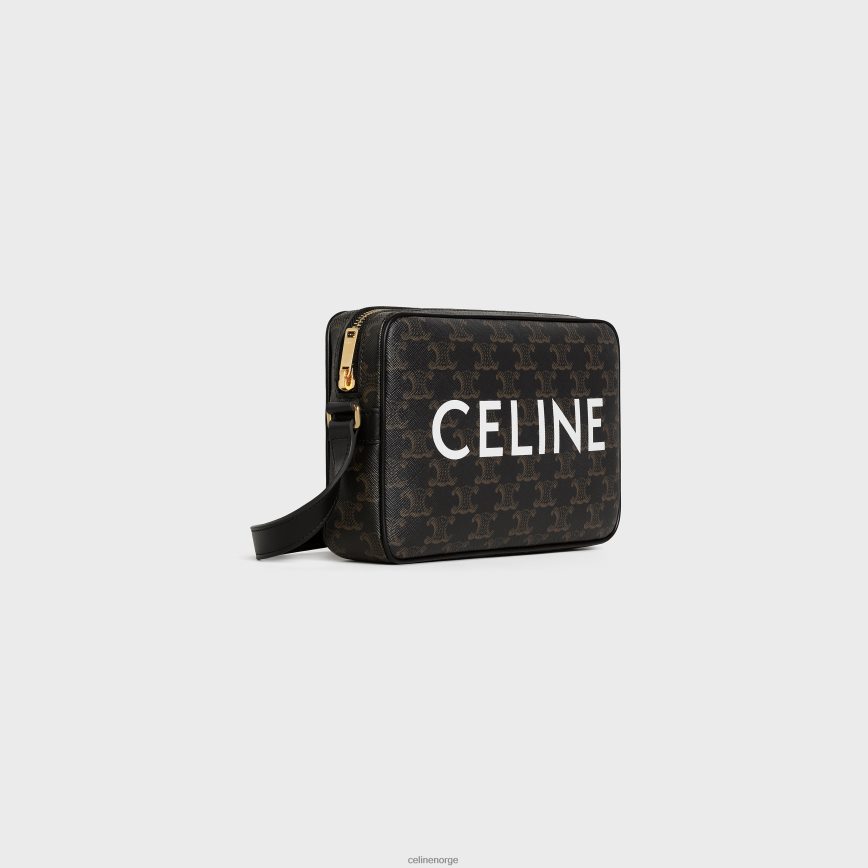 CELINE menn medium messenger bag i triomphe canvas med trykk svart tilbehør TZLR6J2090