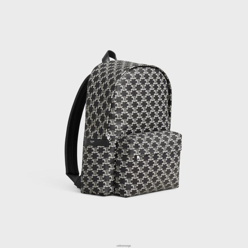 CELINE menn medium ryggsekk i triomphe canvas tofarget og kalveskinn svart hvit tilbehør TZLR6J2087