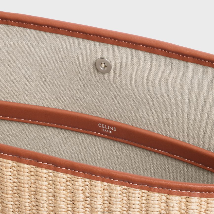 CELINE menn store cabaer i raffiaeffekt tekstil med broderi naturlig/brun tilbehør TZLR6J2110