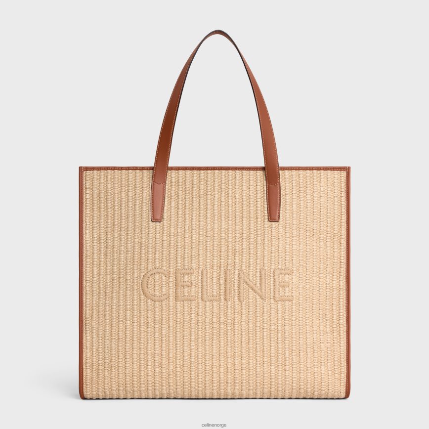 CELINE menn store cabaer i raffiaeffekt tekstil med broderi naturlig/brun tilbehør TZLR6J2110
