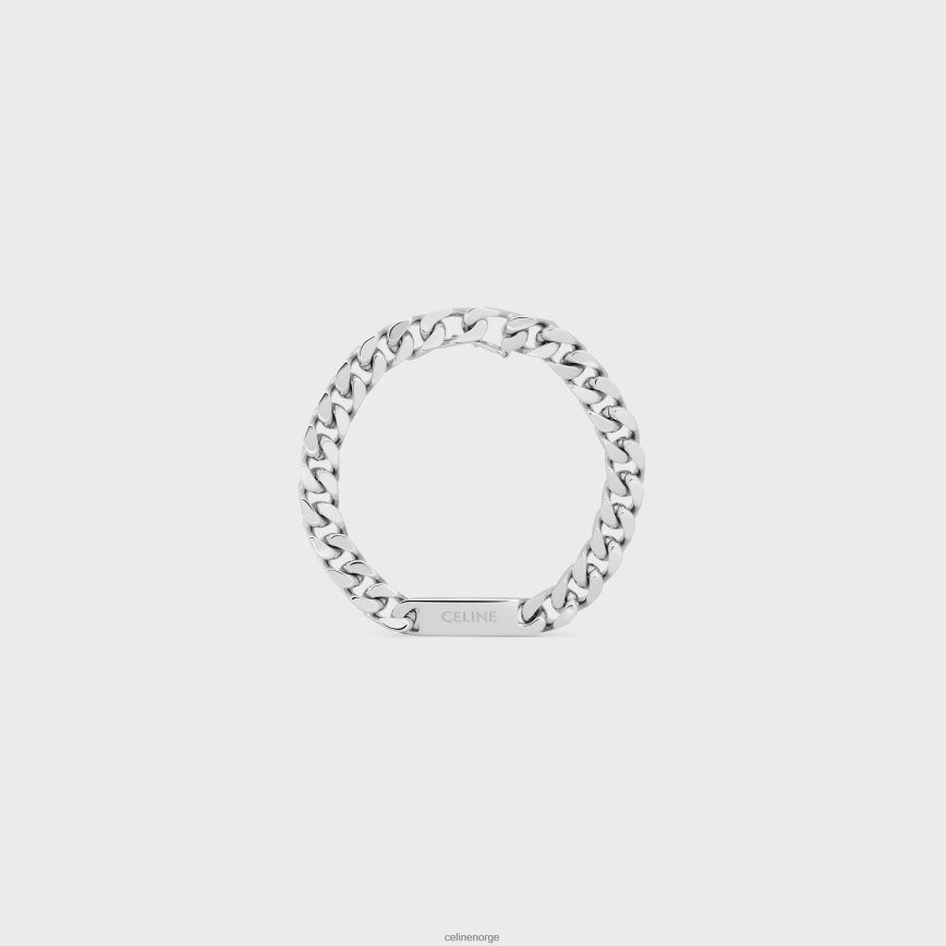 CELINE menn gourmetarmbånd i messing med rhodiumfinish sølv tilbehør TZLR6J2281