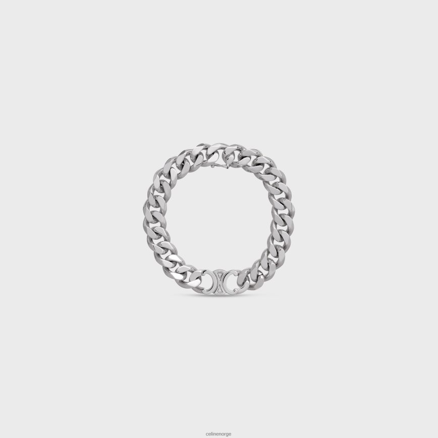 CELINE menn triomphe gourmetarmbånd i messing med rhodiumfinish sølv tilbehør TZLR6J2280