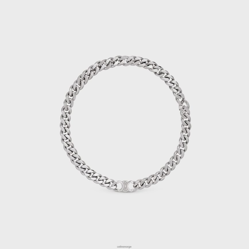 CELINE menn triomphe gourmetkjede i messing med rhodiumfinish sølv tilbehør TZLR6J2277