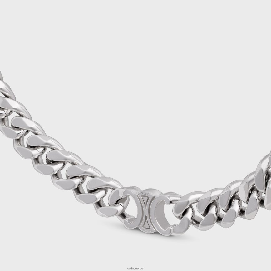 CELINE menn triomphe gourmetkjede i messing med rhodiumfinish sølv tilbehør TZLR6J2277