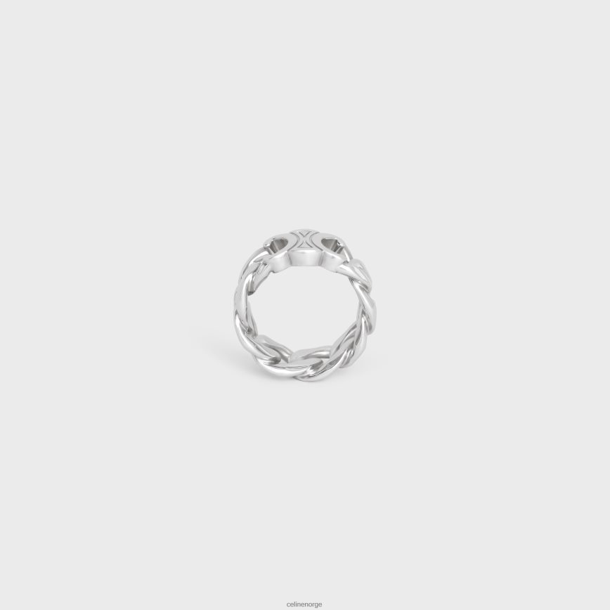 CELINE menn triomphe gourmetring i messing med rhodium finish sølv tilbehør TZLR6J2283