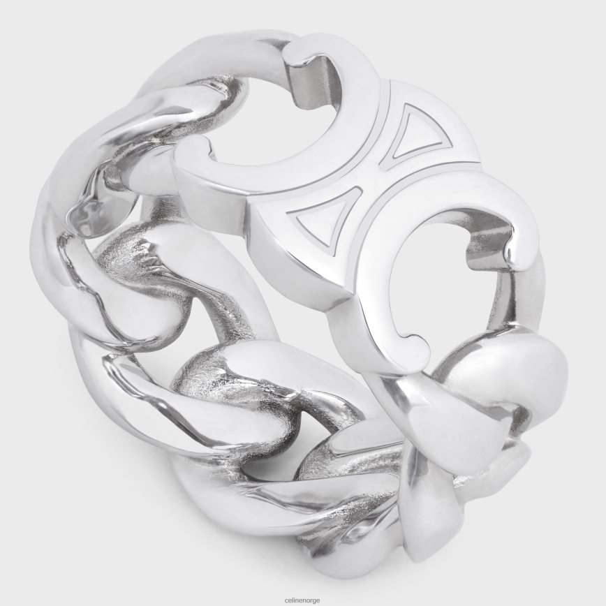 CELINE menn triomphe gourmetring i messing med rhodium finish sølv tilbehør TZLR6J2283