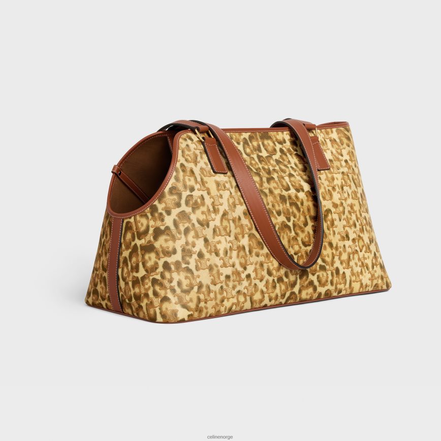 CELINE unisex hundehytter i triomf-lerret med trykk og kalveskinn leopard tilbehør TZLR6J1699