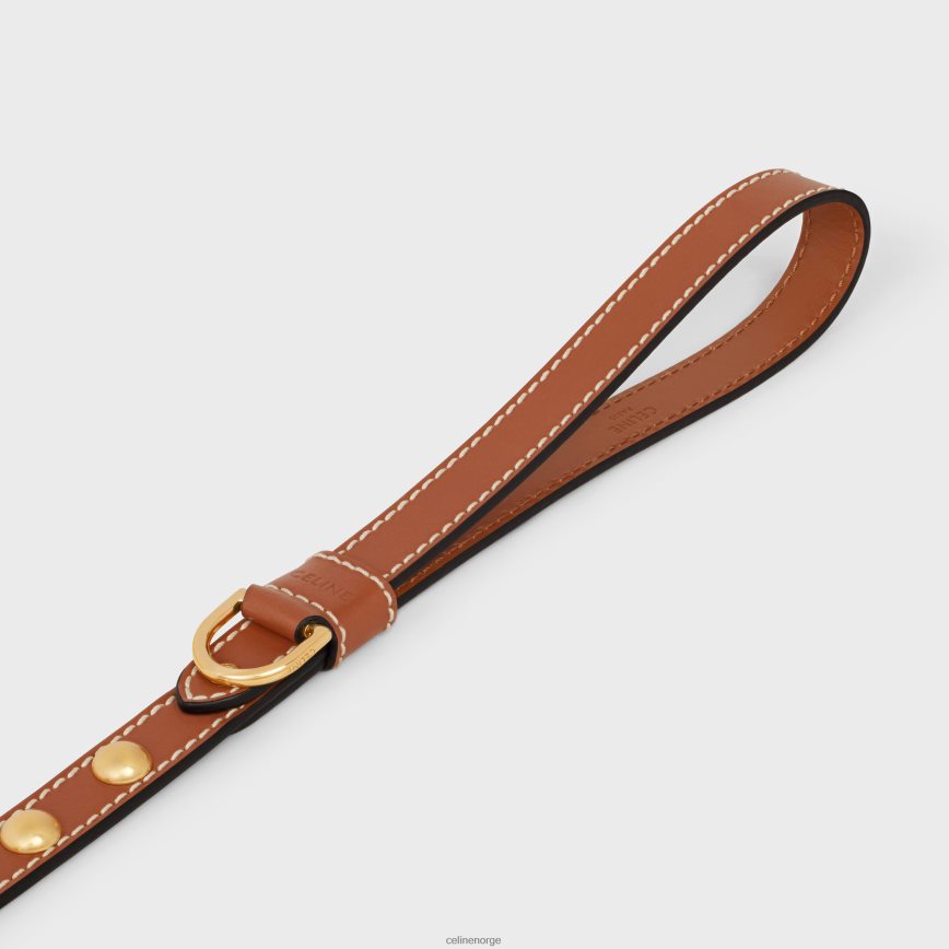 CELINE unisex tynt hundebånd i glatt kalveskinn med nagler tan tilbehør TZLR6J1761